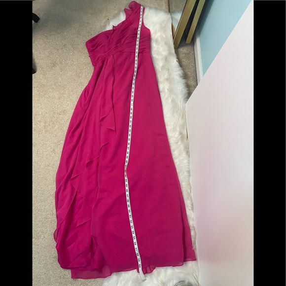 #153 David’s Bridal One Shoulder Cascading Gown size 10 - Picture 10 of 12